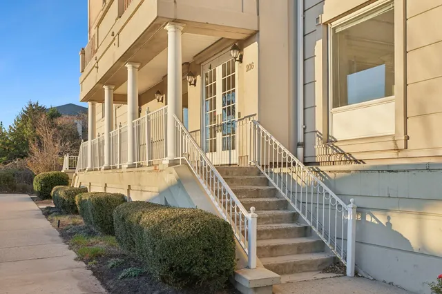 a view of a balcony with couch