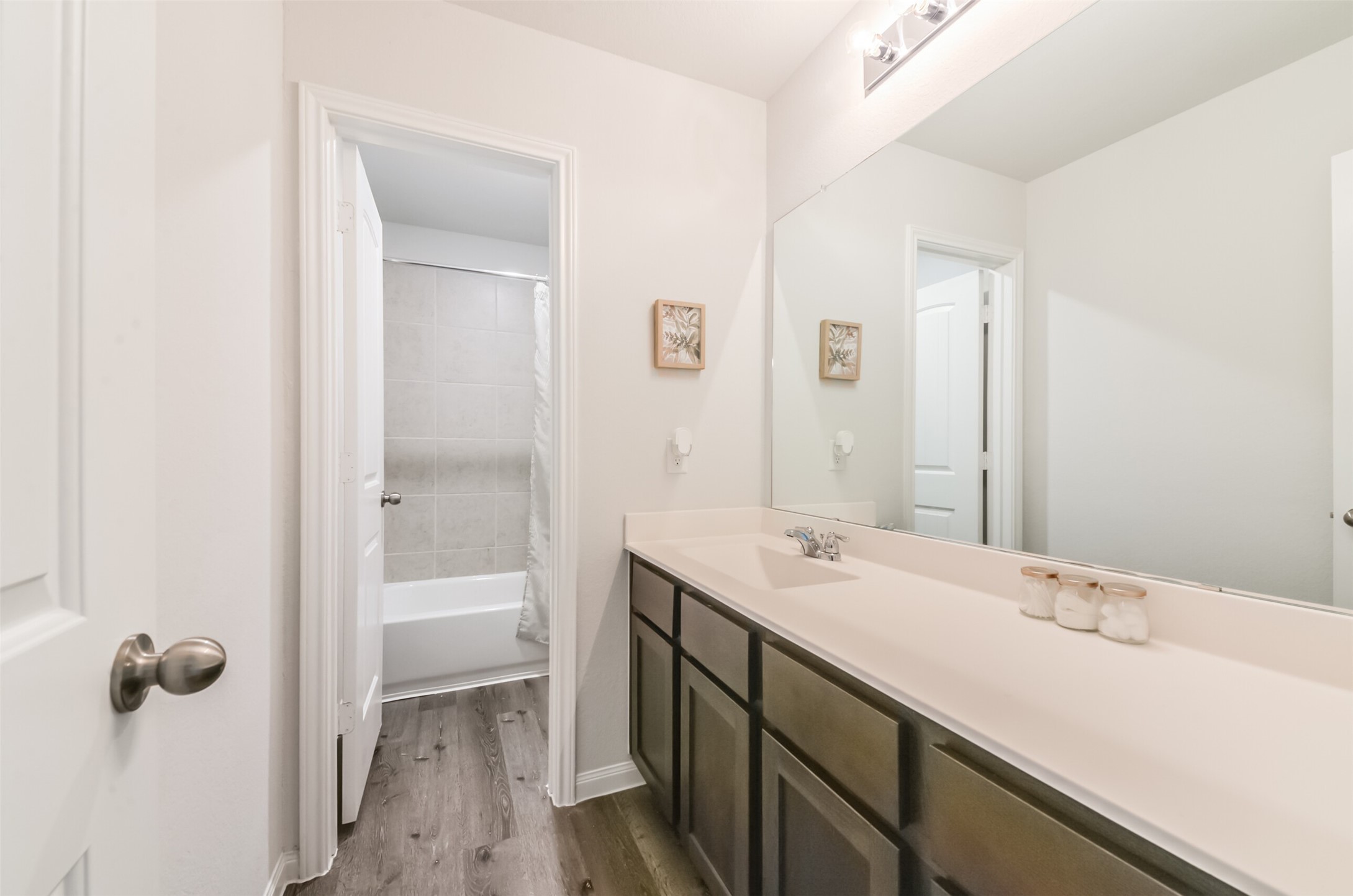 5522 Briana Dee Drive Rosharon, TX 77583 - Photo 31 of 37 a bathroom with a sink a mirror and a bathtub