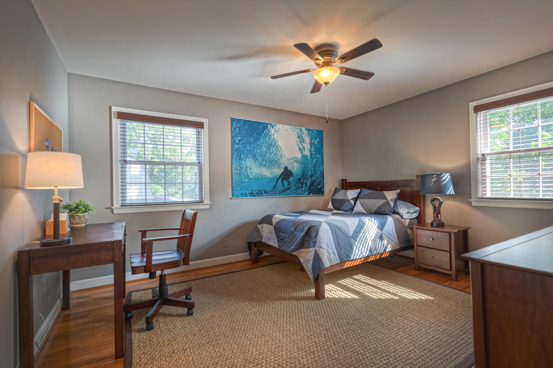 201 Parkcrest Road Southwest Roanoke, VA 24014 - Photo 22 of 39 a bed room with a bed and a chandelier
