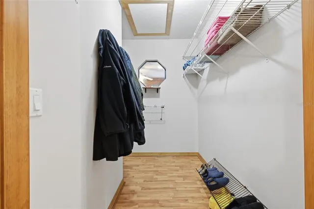 a close view of walk in closet