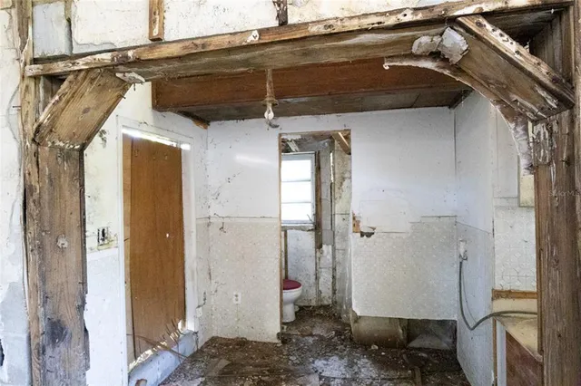 a bathroom with a shower and toilet