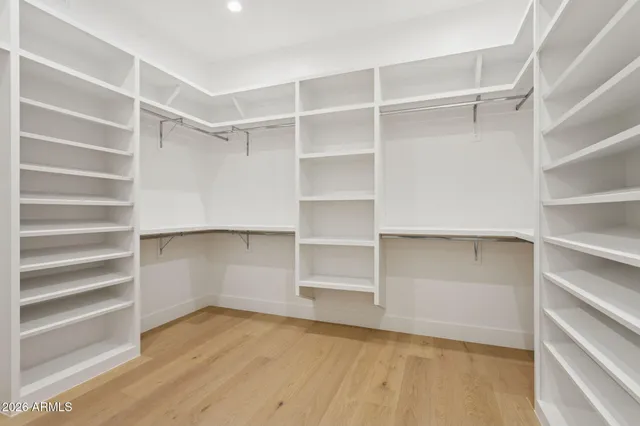 a view of an empty walk in closet