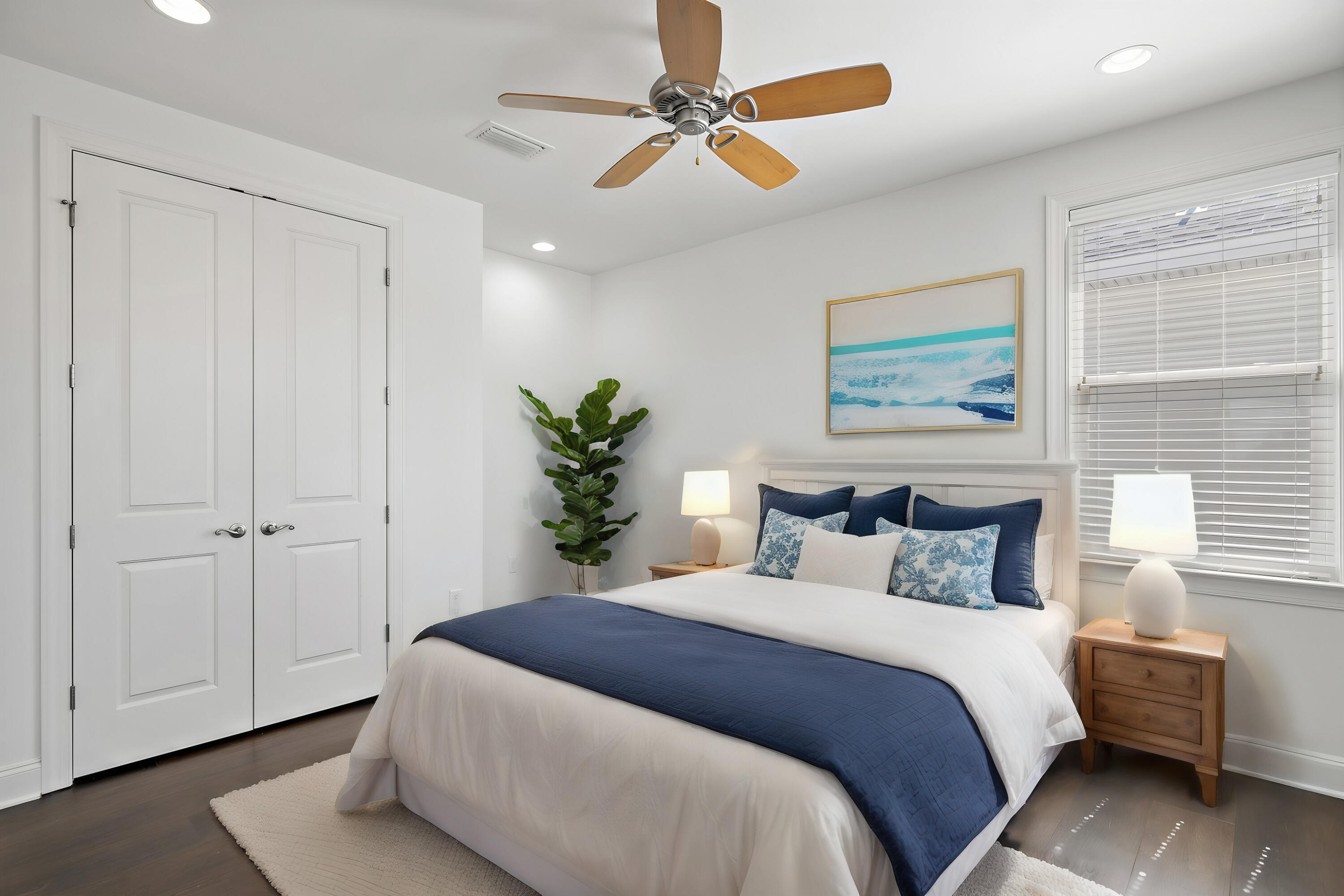 193 Christian Drive Santa Rosa Beach, FL 32459 - Photo 25 of 41 a bedroom with a balcony a bed and a painting on the wall