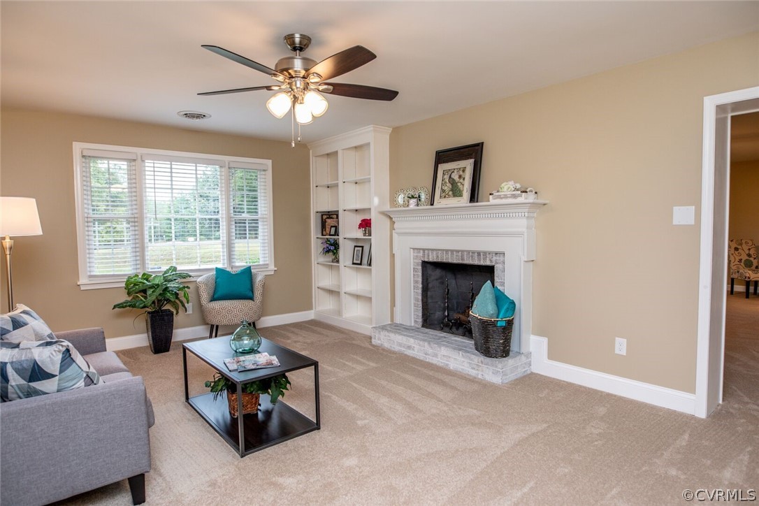4100 Fordham Road Chesterfield, VA 23236 - Photo 13 of 32 Cozy living room with white-washed brick fireplace