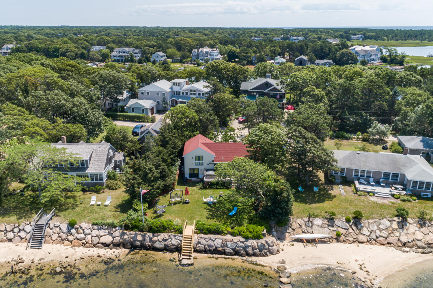 37 Seconsett Point Road Mashpee, MA 02649 - Photo 26 of 28 an aerial view of a houses with a lake view