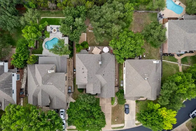 an aerial view of a house