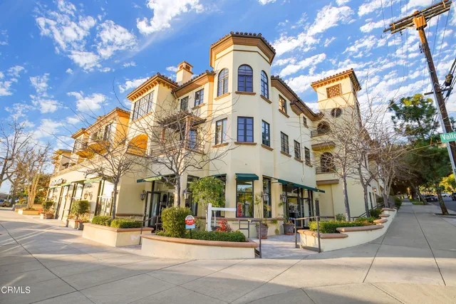 a view of a building along the street