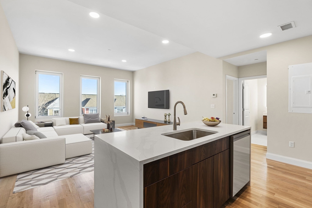 16 Taber Street, Unit 304 Boston, MA 02119 - Photo 2 of 11 a living room with furniture and a flat screen tv