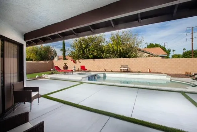 a view of outdoor space with seating area