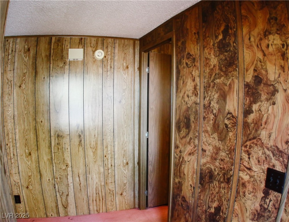 31 South 4th Street Panaca, NV 89042 - Photo 13 of 36 Detailed view of a textured ceiling and wood walls