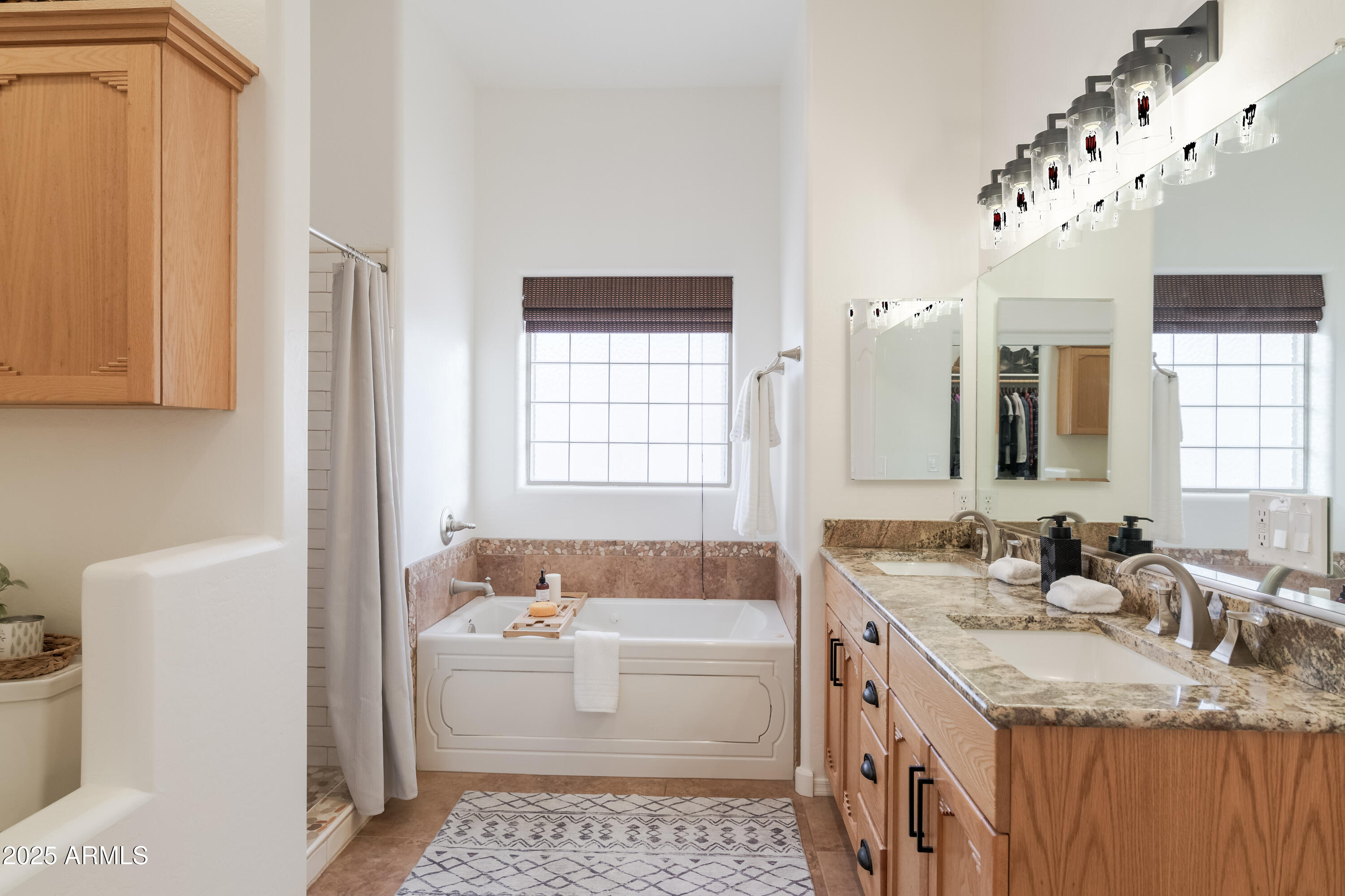 1775 North Starr Road Apache Junction, AZ 85119 - Photo 36 of 48 a bathroom with a granite countertop tub sink and mirror
