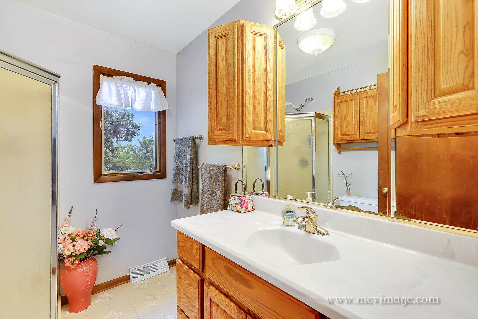 359 High Road Cary, IL 60013 - Photo 23 of 32 a bathroom with a sink mirror and a window