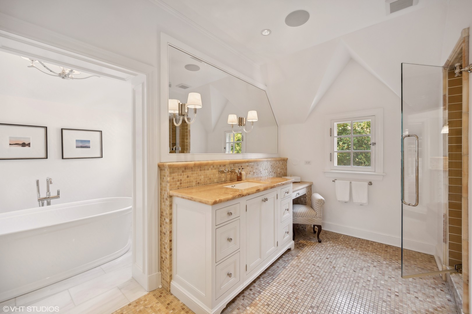 511 Rosemary Road Lake Forest, IL 60045 - Photo 24 of 40 a spacious bathroom with a granite countertop sink a mirror and a