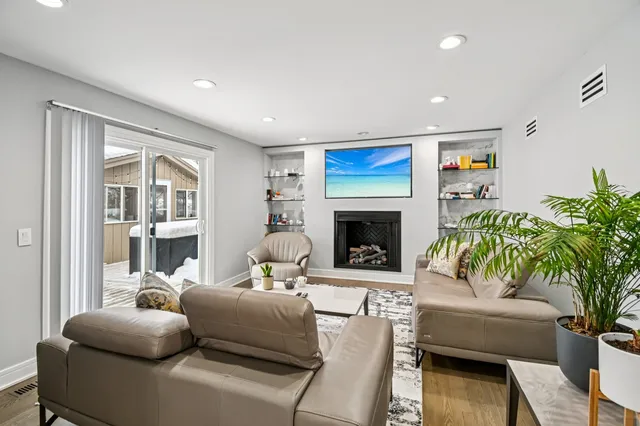 a living room with furniture and a couch