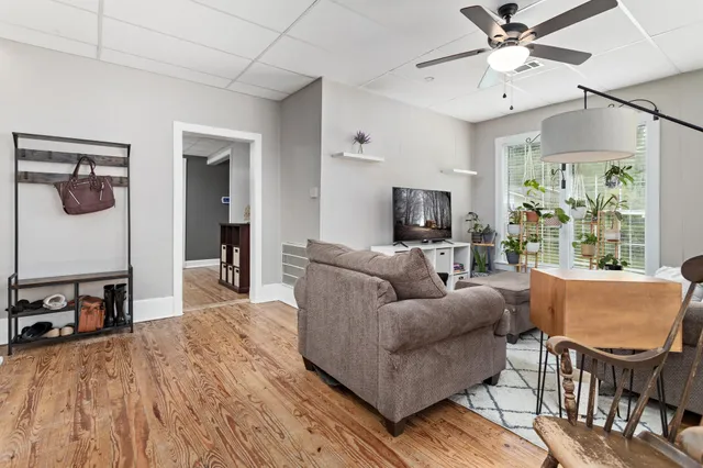a living room with furniture