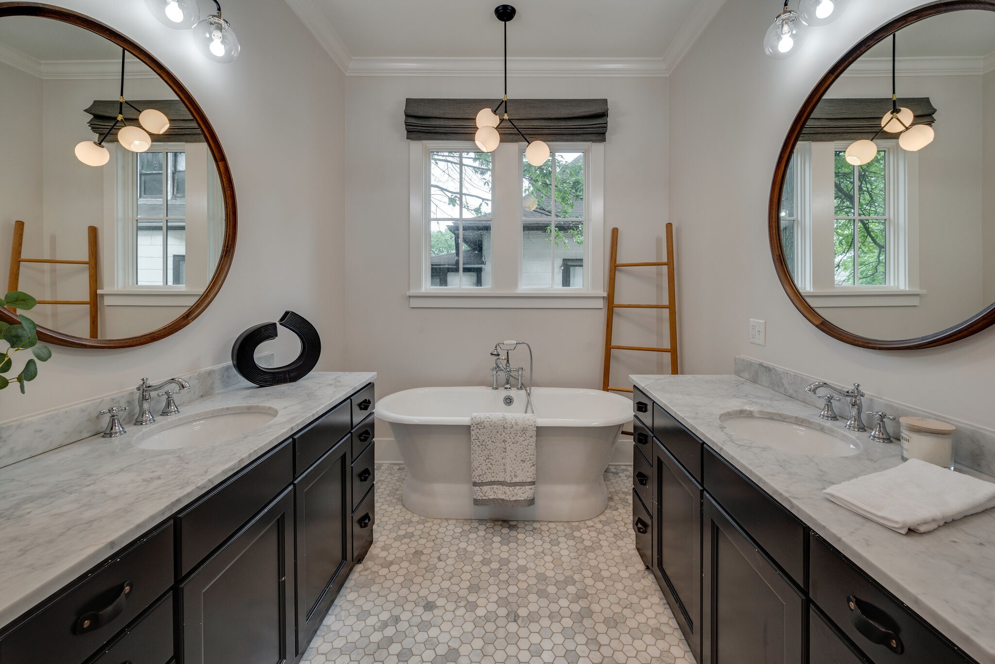 853 B Bradford Avenue Nashville, TN 37204 - Photo 23 of 49 a spacious bathroom with a granite countertop double vanity and a mirror