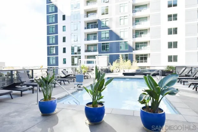 a view of a patio with plants and potted plants