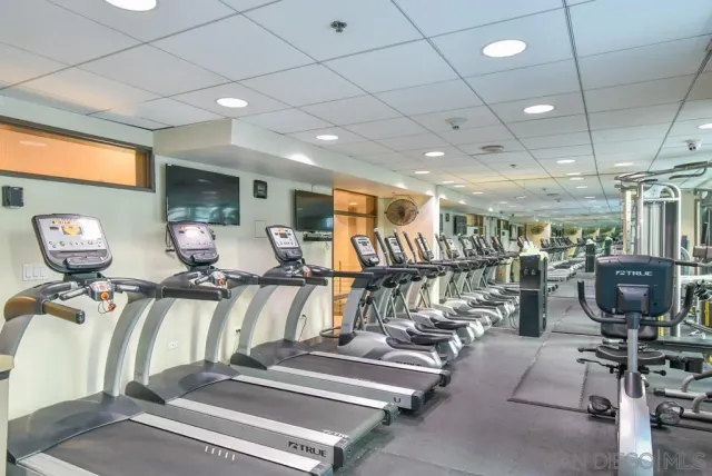 a view of a room with gym equipment