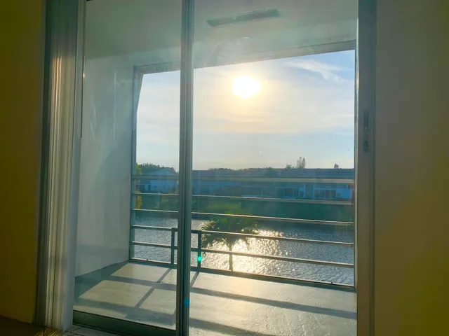 a view of a glass door