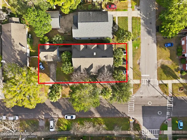 an aerial view of multiple house