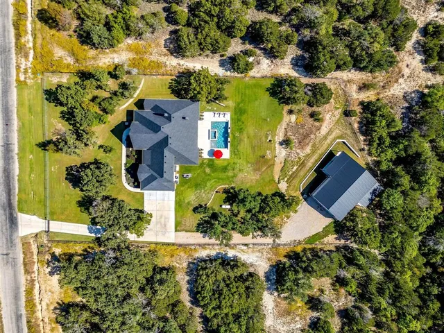 an aerial view of a house
