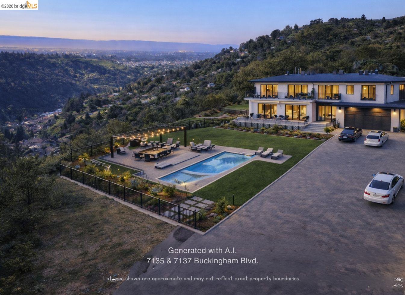 an aerial view of a house with roof deck