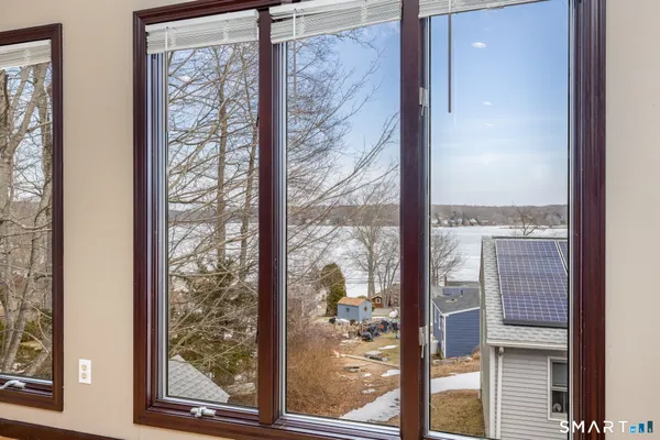a view of a bathroom from a window