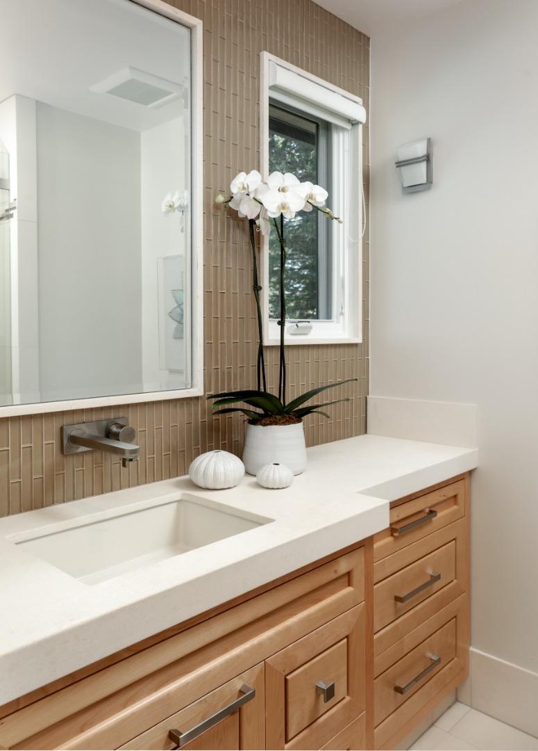 9 Park Drive Atherton, CA 94027 - Photo 26 of 56 a bathroom with a sink and a mirror