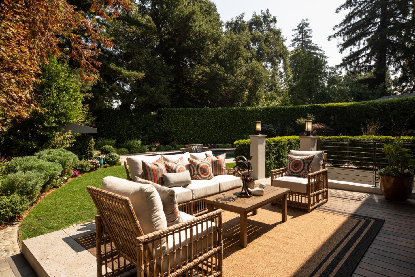 9 Park Drive Atherton, CA 94027 - Photo 43 of 56 a roof deck with couches and wooden fence