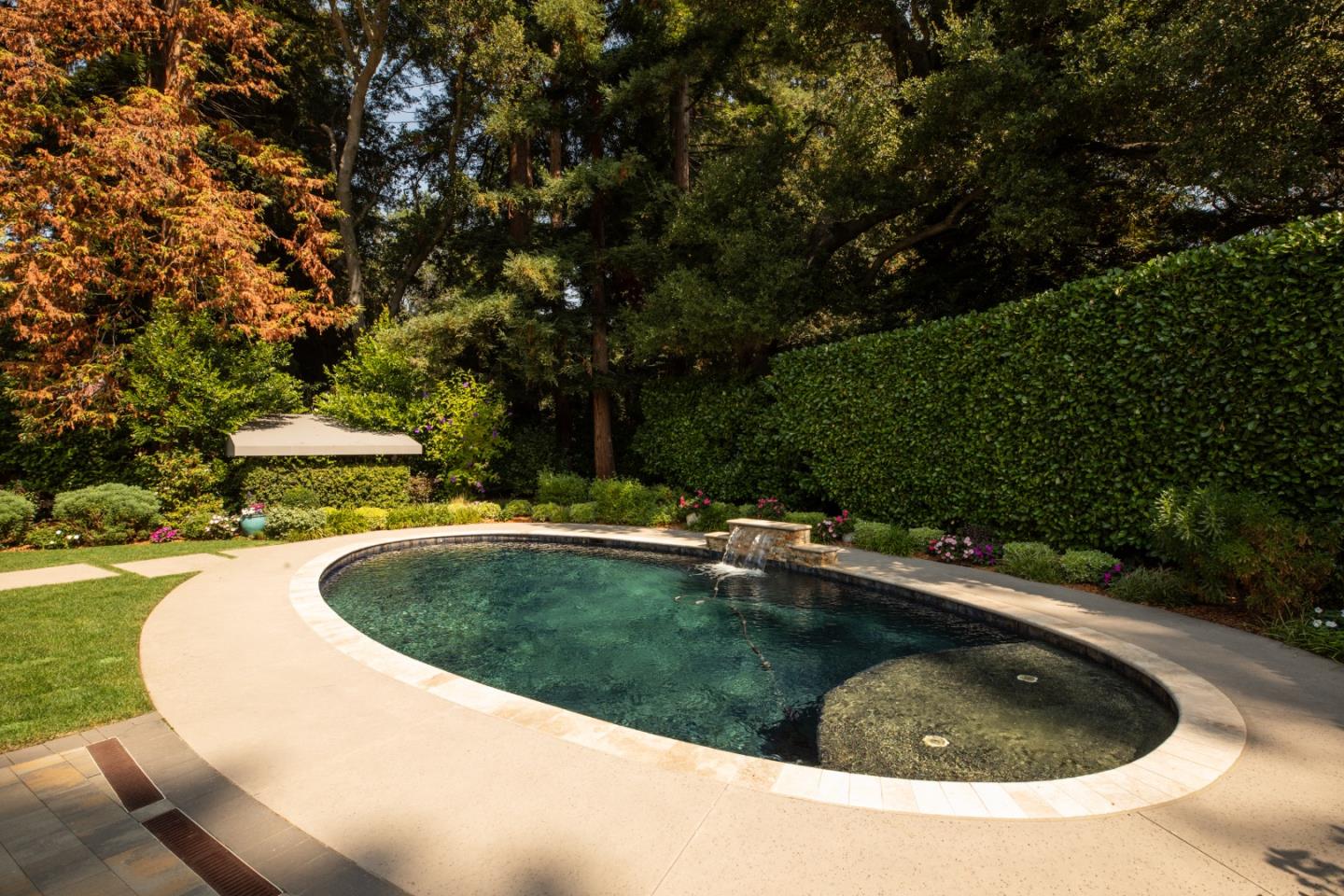 9 Park Drive Atherton, CA 94027 - Photo 47 of 56 a view of a swimming pool with a yard