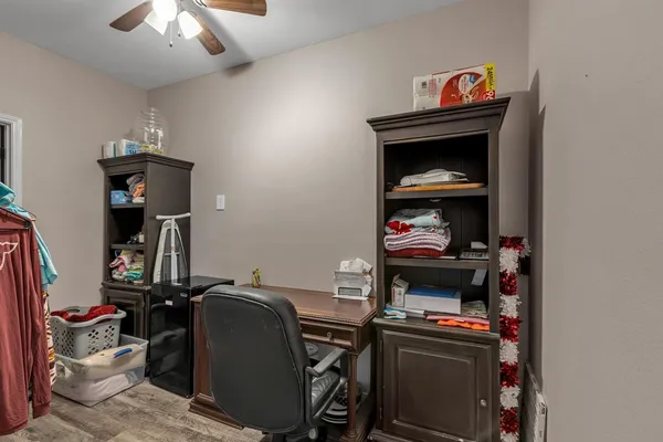 a room with a storage and utility
