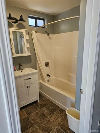 a bathroom with a window