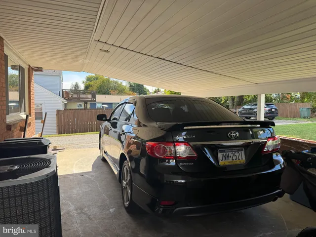 a view of a garage with furniture