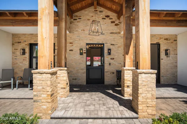 a front view of a building with an entrance