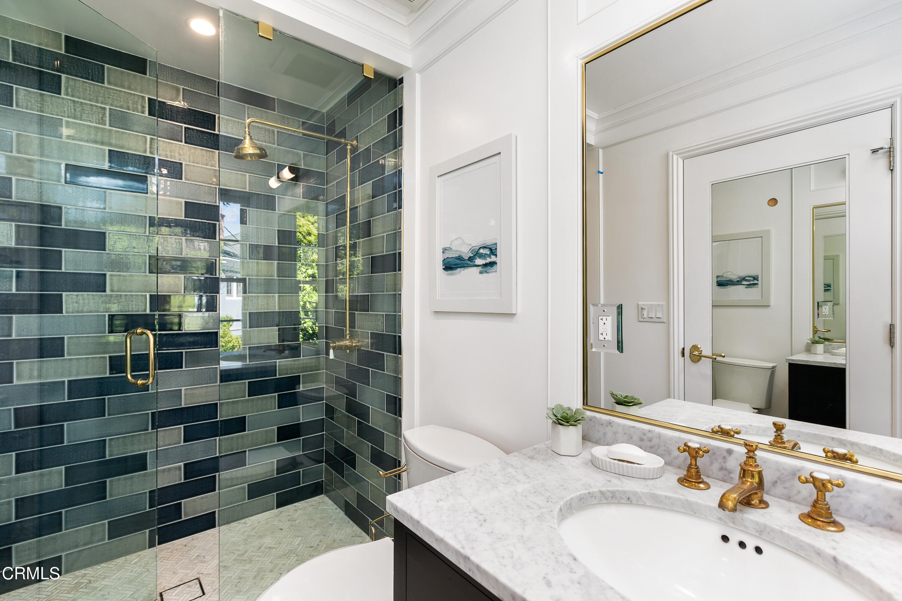 445 Prospect Square Pasadena, CA 91103 - Photo 27 of 55 a bathroom with a sink shower and a mirror