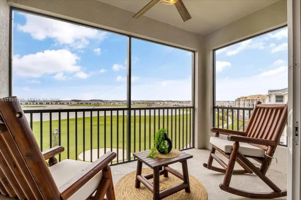 a view of a chair in wooden deck