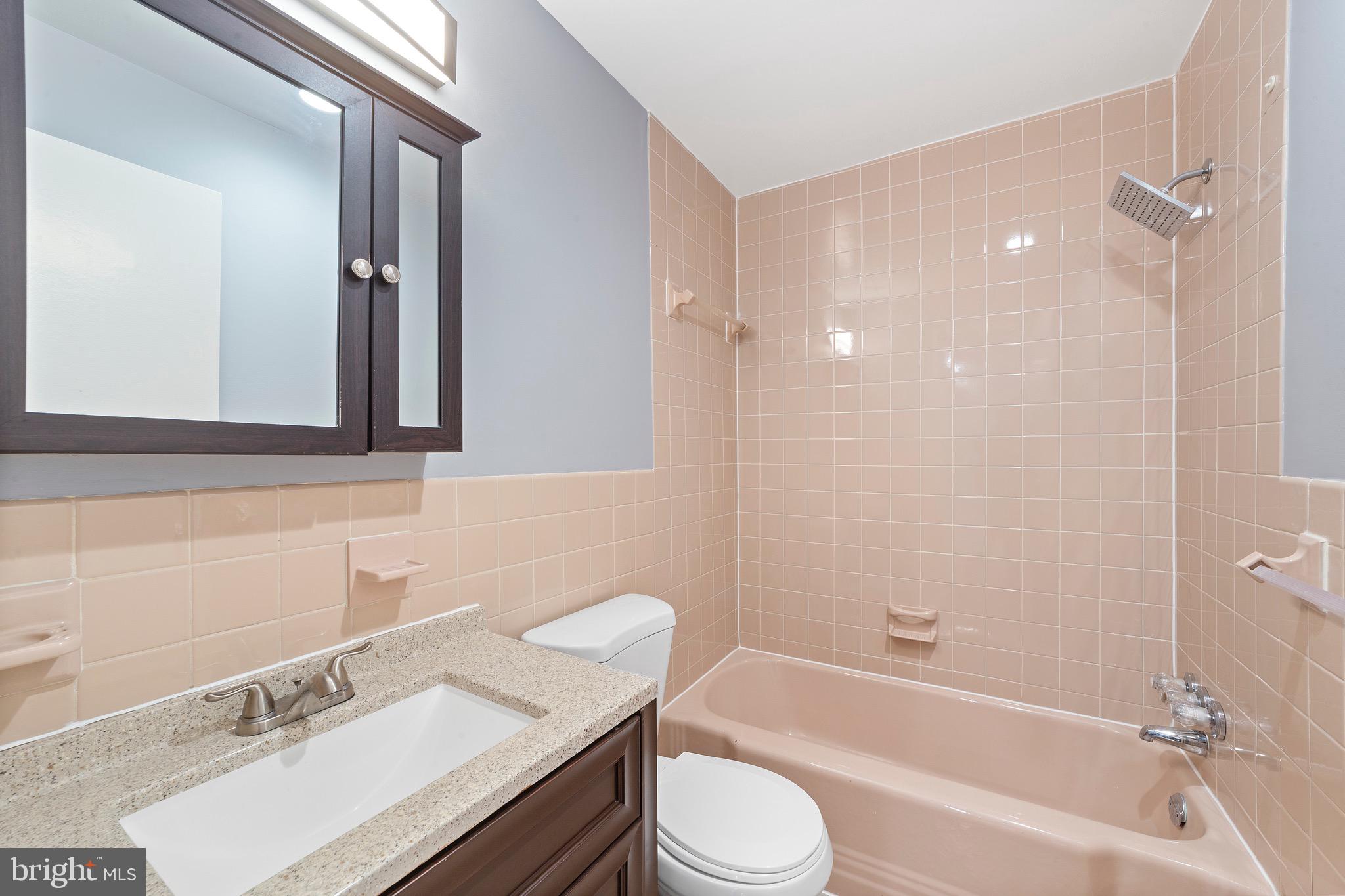 1900 Lyttonsville Road, Unit 111 Silver Spring, MD 20910 - Photo 10 of 21 a bathroom with a granite countertop sink toilet and shower