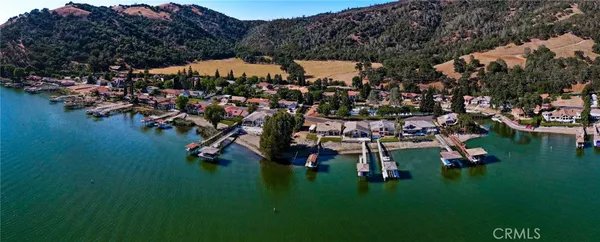 a view of a lake with mountains in the background