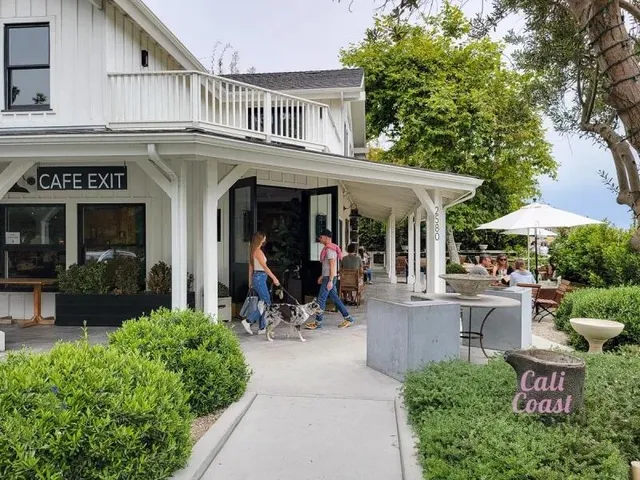 an aerial view of residential houses with outdoor space and ocean view