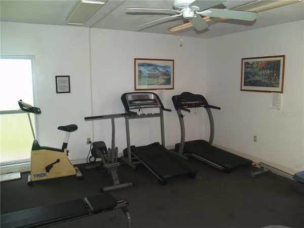 a room with gym equipment