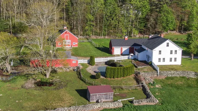 an aerial view of a house
