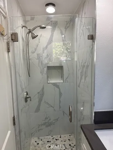 a bathroom with a shower