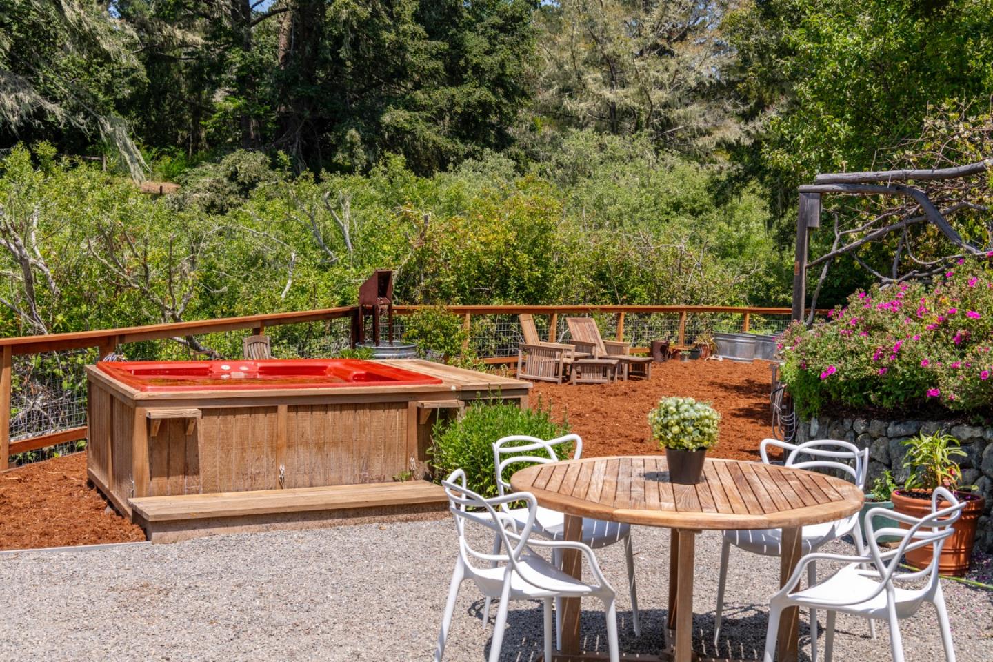 18050 Highway 1 Marshall, CA 94940 - Photo 27 of 65 a view of balcony with table and chairs potted plants