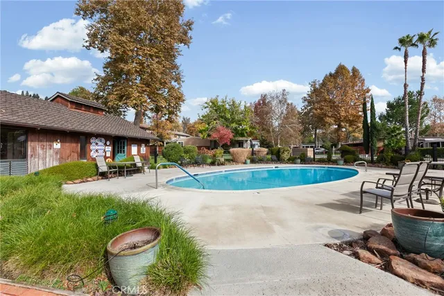 a view of outdoor space with swimming pool