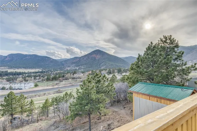 a view of a yard with wooden fence