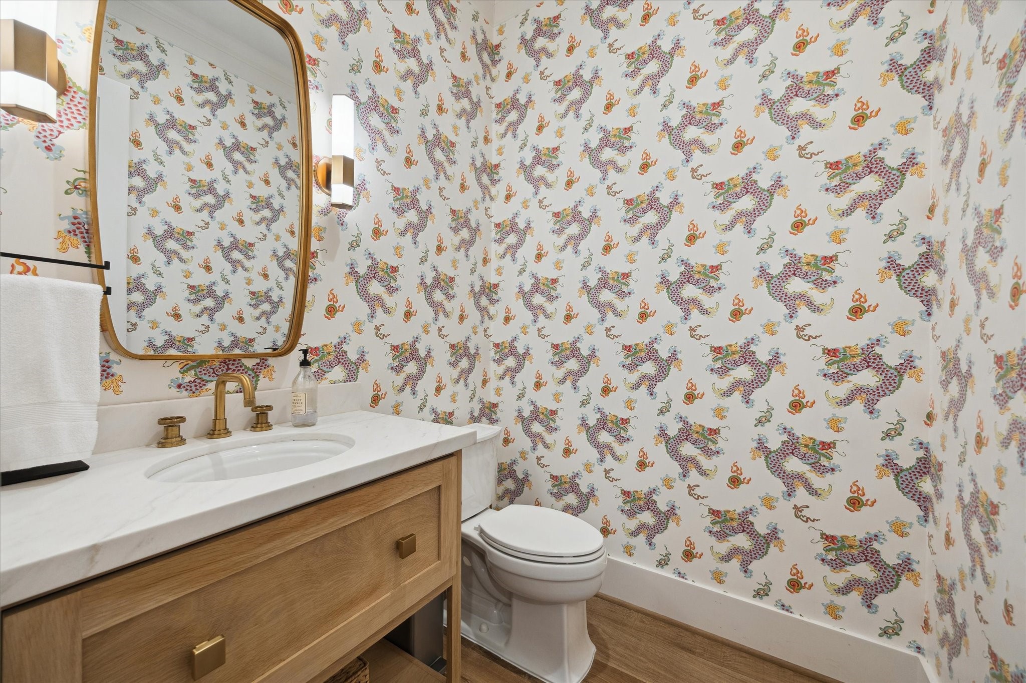 3615 Durness Way Houston, TX 77025 - Photo 23 of 46 a bathroom with a granite countertop toilet sink and mirror
