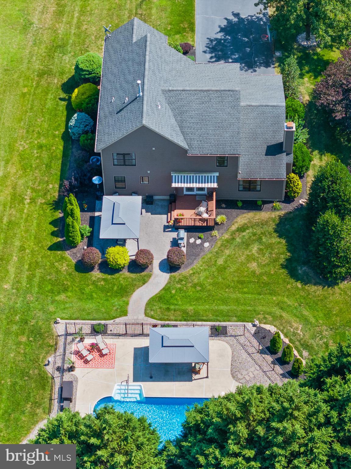 34 Valley Forge Road Bordentown, NJ 08505 - Photo 42 of 56 an aerial view of a house with a garden and swimming pool