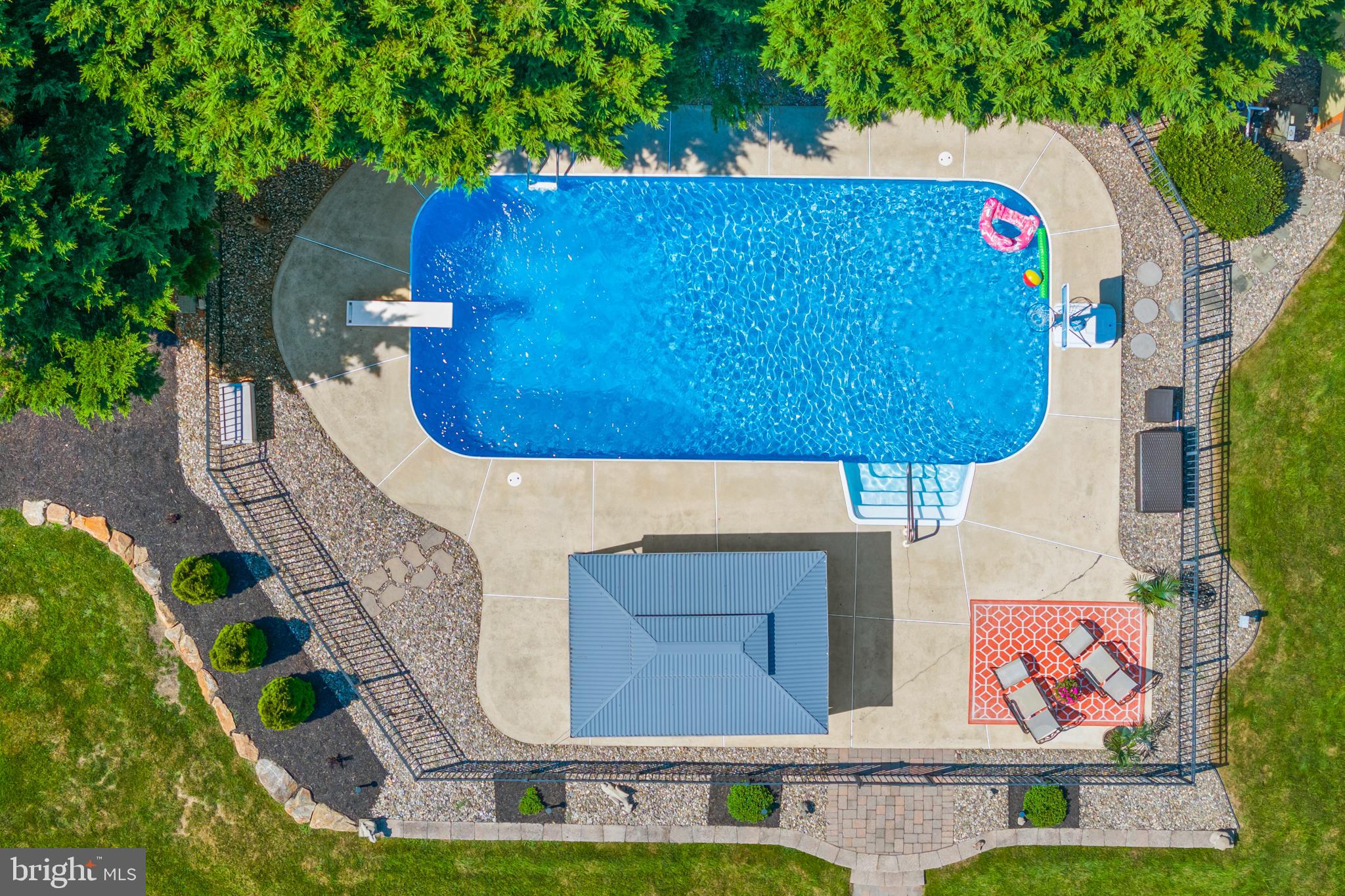 34 Valley Forge Road Bordentown, NJ 08505 - Photo 54 of 56 an aerial view of a house with swimming pool and a yard