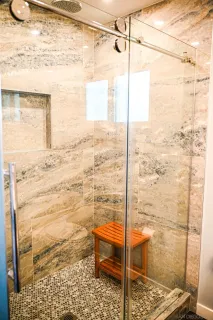 a bathroom with a shower