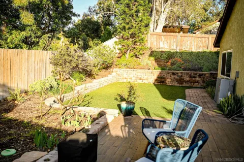a view of a chairs and table in patio